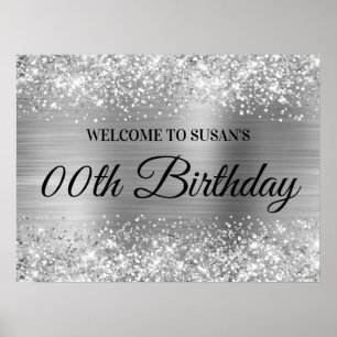 Poster Bienvenue pour un anniversaire d'argent pailleté e