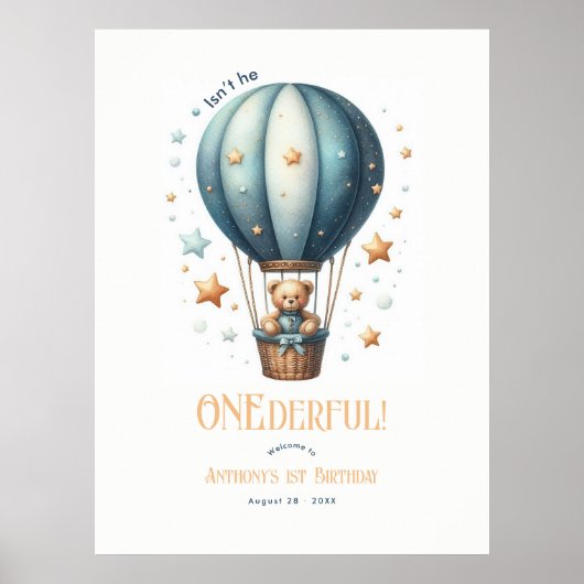 Poster Bienvenue pour un Premier Anniversaire Merveilleux (Devant)