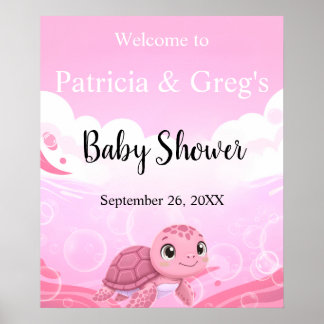 Poster Bienvenue pour une Baby Shower avec une Fille Tort
