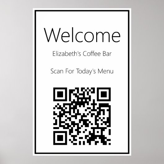Poster Bienvenue QR Code pour le Modèle de menu d'aujourd (Devant)
