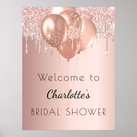 Poster Bienvenue rose gold paillettes pour un Bridal Show (Devant)