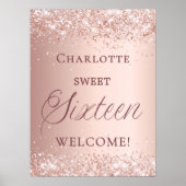 Poster Bienvenue rose gold pour un Sweet 16 (Devant)