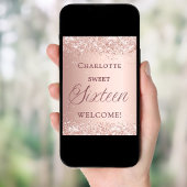 Poster Bienvenue rose gold pour un Sweet 16