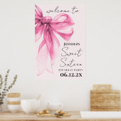 Poster Bienvenue Ruban Rose Coquette Script Douce 16 Blus (Cuisine)