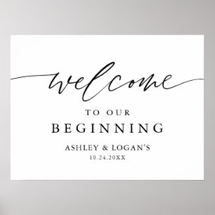 Poster Bienvenue Rustique À Notre Signe Mariage Débutant