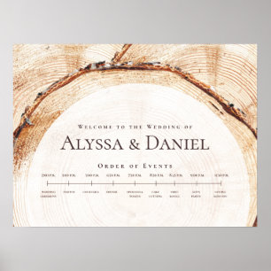 Poster Bienvenue Rustique Mariage Custom Ordre des événem