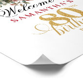 Poster Bienvenue rustique verdure rose 80e anniversaire 8 (Coin)
