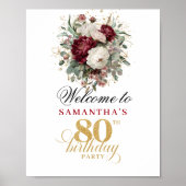 Poster Bienvenue rustique verdure rose 80e anniversaire 8 (Devant)