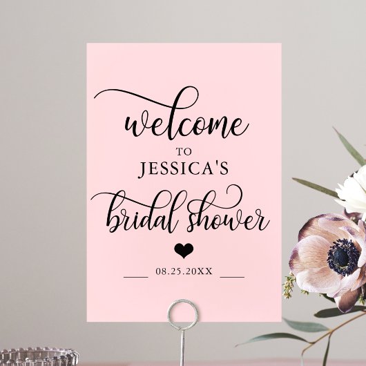 Poster Bienvenue Salle de Mariage Coeur Rose PANNEAU DE B
