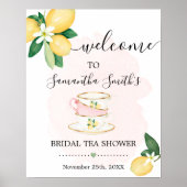 Poster Bienvenue Signe de thé de mariage Citrons Rose (Devant)