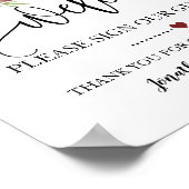 Poster Bienvenue signer notre livre d'hôtes mariage marsa (Coin)