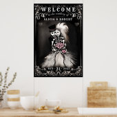 Poster Bienvenue Skeletons d'Halloween Mariage rose (Cuisine)