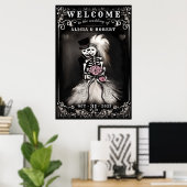 Poster Bienvenue Skeletons d'Halloween Mariage rose (Bureau à domicile)