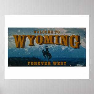 Poster Bienvenue sur la carte postale des signes du Wyomi