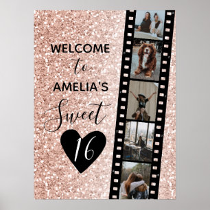 Poster Bienvenue sur la photo d'anniversaire Sweet 16 Ros