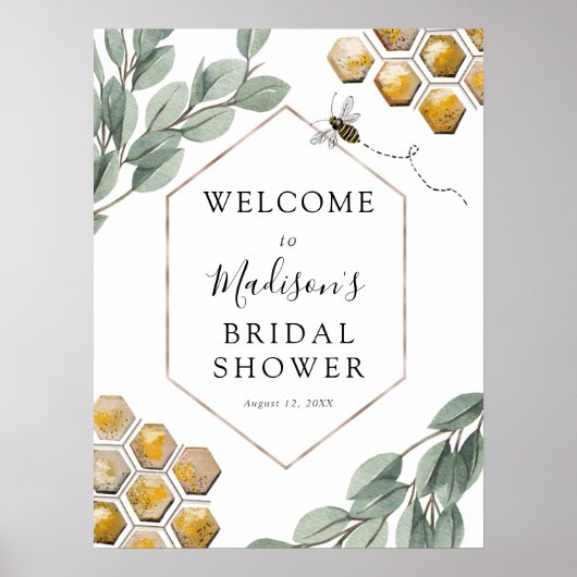 Poster Bienvenue sur la ruche Eucalyptus Baby Shower  (Devant)
