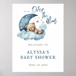 Poster Bienvenue sur le Baby shower de la Lune