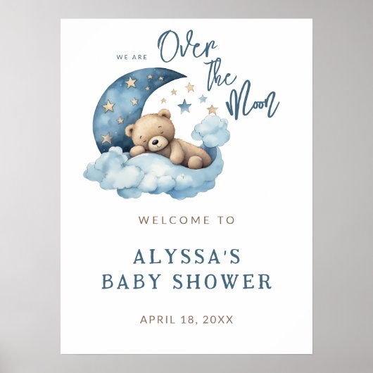Poster Bienvenue sur le Baby shower de la Lune (Devant)