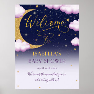 Poster Bienvenue sur le Baby shower de la lune