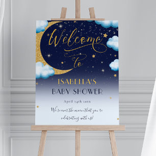 Poster Bienvenue sur le Baby shower des garçons de la lun