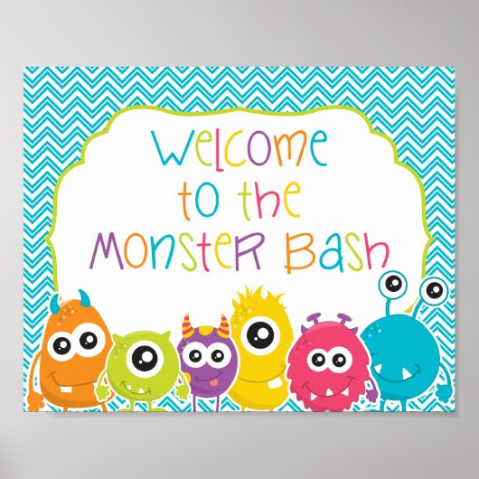 Poster Bienvenue sur le panneau d'anniversaire de Monster (Devant)