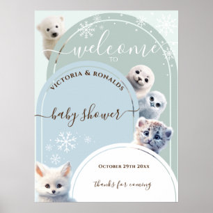 Poster Bienvenue sur le thème des animaux arctiques en hi