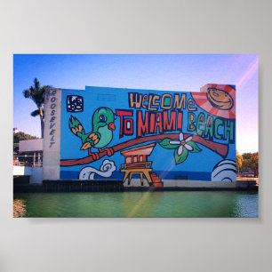 Poster Bienvenue sur mesure à Miami Beach Florida Graffit