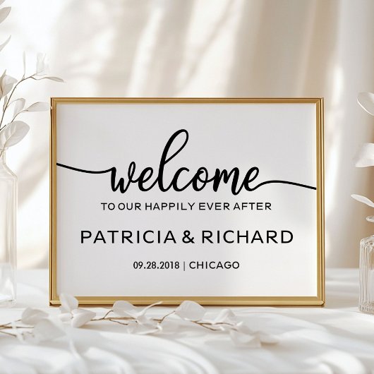 Poster Bienvenue sur notre panneau de signalisation chic 