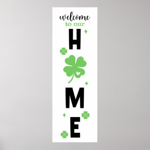 Poster Bienvenue sur notre panneau de trèfle de maison