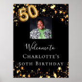 Poster Bienvenue sur une photo d'étoiles noires et or pou (Devant)