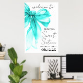 Poster Bienvenue Turquoise Arc Coquette Script Sweet 16 (Bureau à domicile)