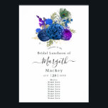 Poster Bienvenue vintage Floral Peacock<br><div class="desc">Elégante affiche d'accueil marine vintage et roses bleus royaux aux aux accents de violet et d'or dans un thème baroque paon personnalisable selon vos spécificités.</div>
