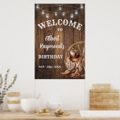 Poster Bienvenue Western Cowboy Boots Casquette Anniversa (Cuisine)