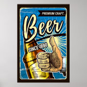 Poster Bière artisanale Premium depuis 1890 Bleu & Brown (Devant)