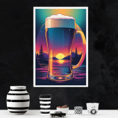 Poster Bière Coucher de soleil coloré