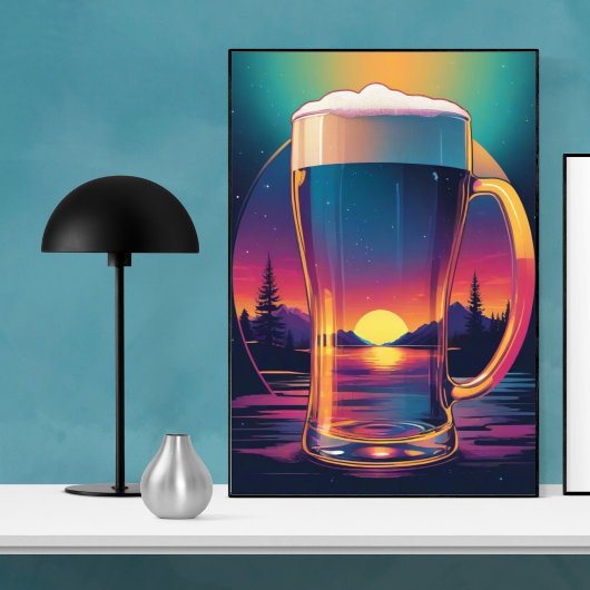 Poster Bière Coucher de soleil coloré