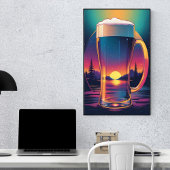 Poster Bière Coucher de soleil coloré