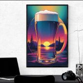Poster Bière Coucher de soleil coloré