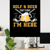 Poster Bière Drinker Golf Et Bière Anniversaire (Bureau à domicile)