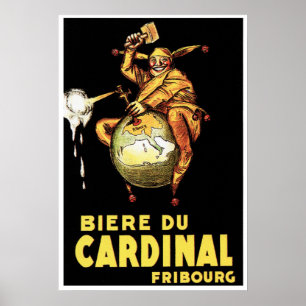 Poster BIERE DU CARDINAL Achille Mauzan Bière Vintage