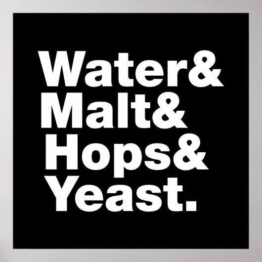 Poster Bière = Eau & Malt & Hops & Yeast. (Devant)