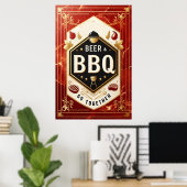Poster Bière et barbecue Ensemble (Bureau à domicile)
