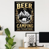 Poster Bière Et Camping Ensemble (Bureau à domicile)