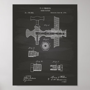 Poster Bière Faucet 1876 Brevet Art Chalkboard