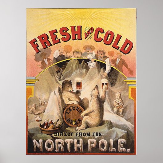 Poster Bière - fraîche et froide du pôle Nord (Devant)