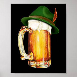 Poster Bière Mug portant le Casquette allemand Oktoberfes