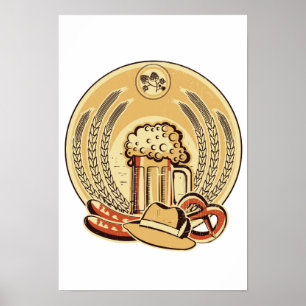 Poster Bière Oktoberfest Étiquette Vintage Graphisme