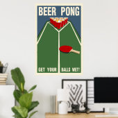 Poster Bière Pong : Mettez Vos Boules Humides ! (Bureau à domicile)