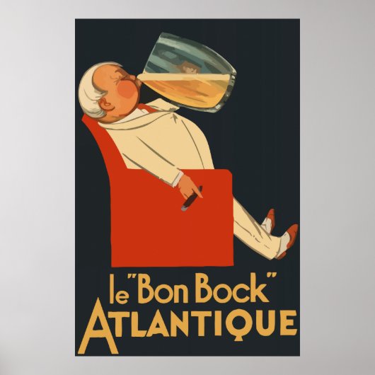Poster Bière rétro française et Le Bon Bock (Devant)
