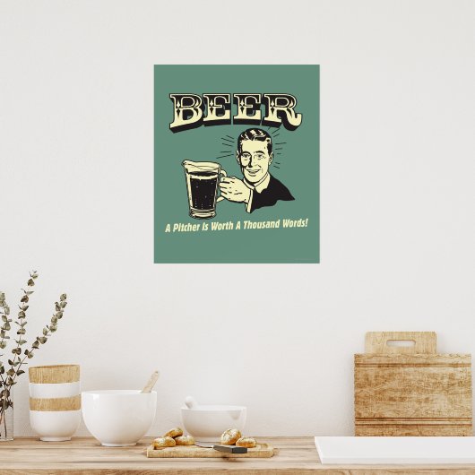Poster Bière : Un Pitcher Vaut 1000 Mots (Cuisine)